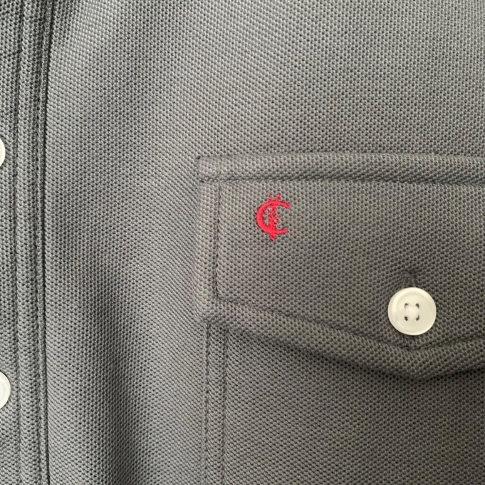 Criquet Men's Long Sleeve Pique Polo Shirt Pima Cotton Large Gray L golf 125$ - Picture 3 of 8